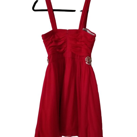 My Michelle Red Beaded Empire Waist Cocktail Dress Size 7 - Picture 2 of 3